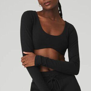 Alo Defined Ribbed Knit Crop Top S